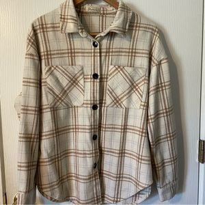 Pinkmarco Plad Brown and White Buttondown Shirt Jacket